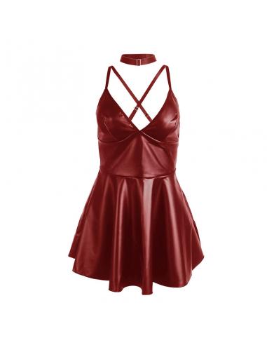Subblime - 955397 vestido con tirantes de cuero burdeos s/m
