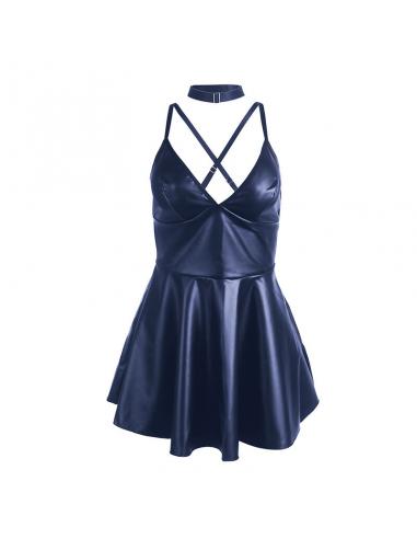 Subblime - 955427 vestido con tirantes de cuero azul l/xl