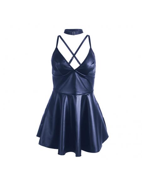 Subblime - 955427 vestido con tirantes de cuero azul l/xl