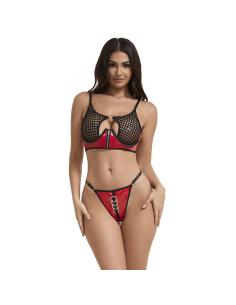 Subblime - 955533 conjunto sujetador con cremallera de malla de charol rojo s/m