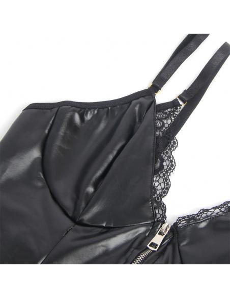 Subblime - 955458 body con cremallera de cuero negro s/m