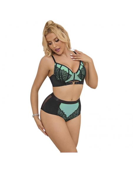 Subblime - 955557 conjunto sujetador con cremallera de malla de charol verde s/m
