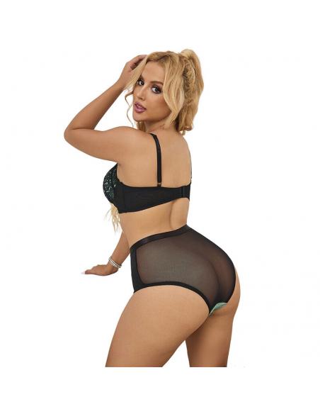 Subblime - 955557 conjunto sujetador con cremallera de malla de charol verde s/m