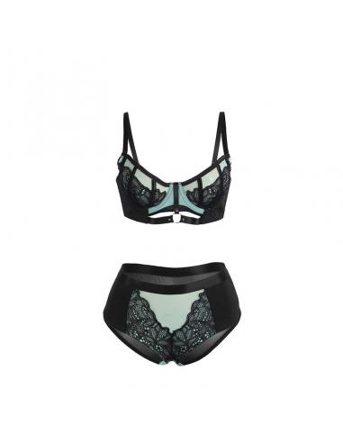 Subblime - 955557 conjunto sujetador con cremallera de malla de charol verde s/m