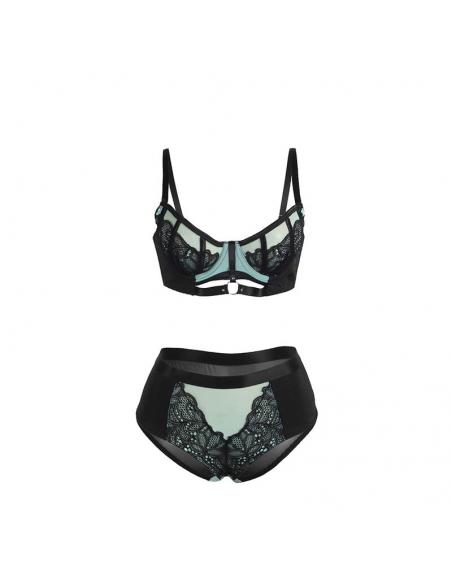 Subblime - 955557 conjunto sujetador con cremallera de malla de charol verde s/m