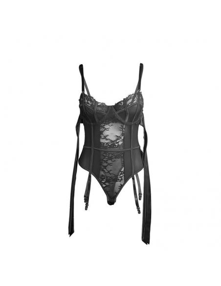 Subblime - 955502 body de encaje con lazos y ligas negro l/xl