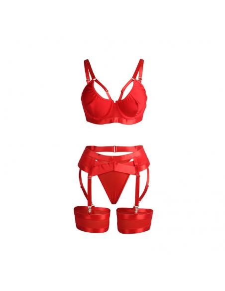 Subblime - 955250 set sujetador con liguero bondage rojo s/m