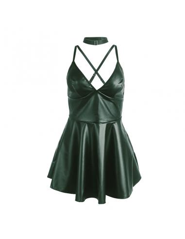 Subblime - 955434 vestido con tirantes de cuero verde s/m