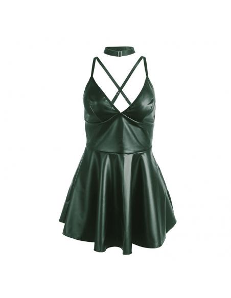 Subblime - 955434 vestido con tirantes de cuero verde s/m