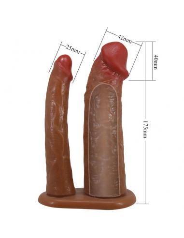 Pretty love - yairon funda para pene doble con extensión de 4 cm mulato