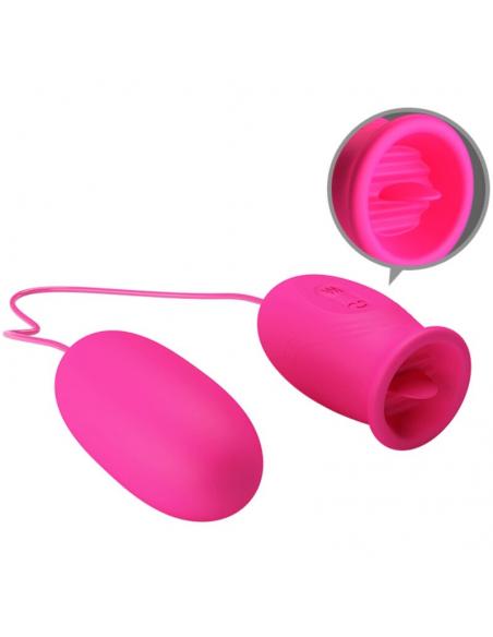 Pretty love - daisy huevo vibrador + lengua estimuladora de clítoris rosa