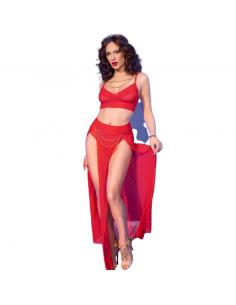 Chilirose - cr 4850 set top rojo y leggins con complementos dorados s 2