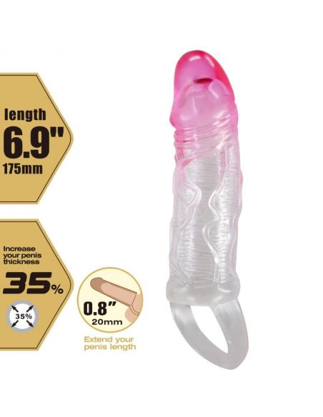 Pretty love - odes funda realística alargadora de 2 cm para pene rosa