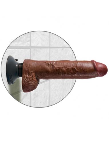 King cock - dildo vibrador con testículos 25.5 cm color marrón