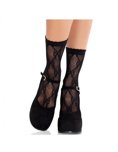 Leg avenue - calcetines de encaje de lazos negro