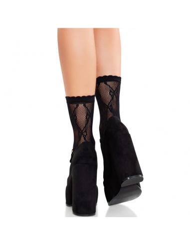 Leg avenue - calcetines de encaje de lazos negro