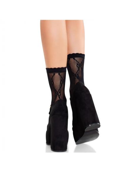 Leg avenue - calcetines de encaje de lazos negro