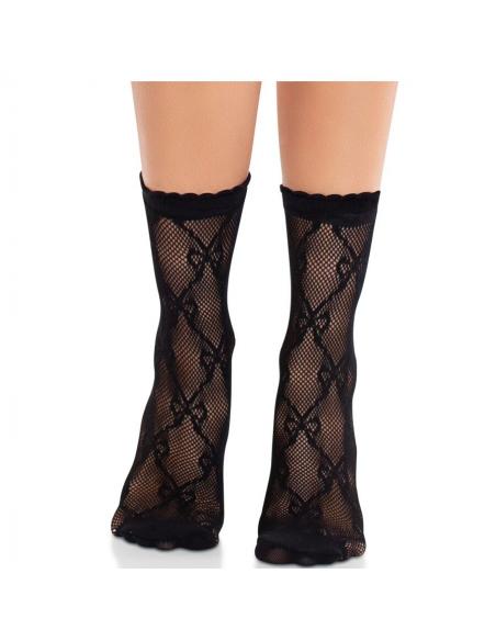 Leg avenue - calcetines de encaje de lazos negro