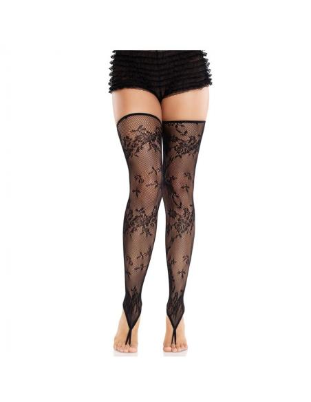 Leg avenue - medias sin pies de encaje floral negro