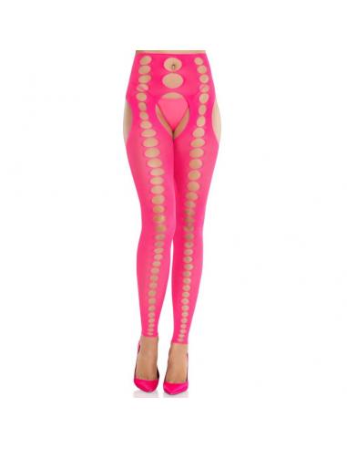 Leg avenue - medias opacas sin tirantes y costuras rosa neón