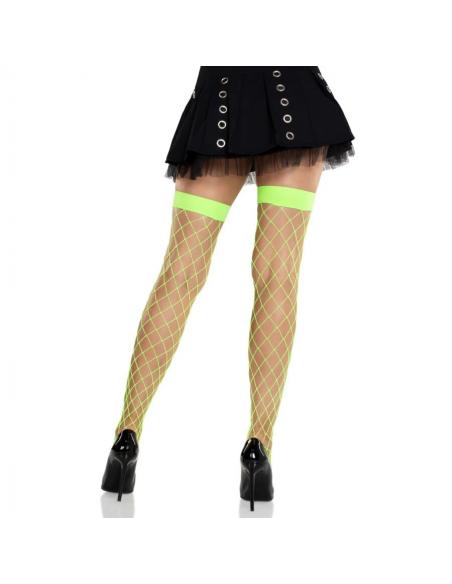 Leg avenue - medias altas de red ancha verde neón