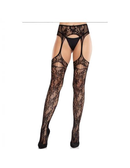 Leg avenue - medias de encaje con ligas negro
