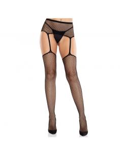 Leg avenue - medias de encaje con cruz y portaligas negro