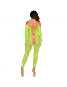 Leg avenue - bodystocking sin entrepierna de encaje de serpiente exótica verde neón 2