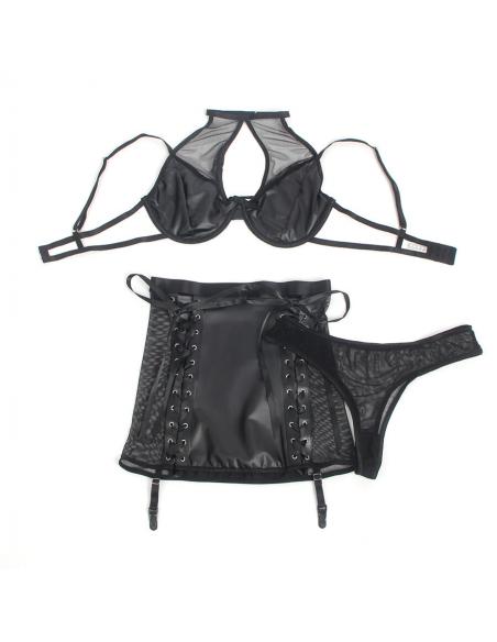 Subblime - 957582 conjunto sujetador y falda de cuero negro s/m