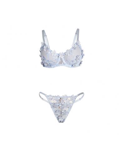 Subblime - 957629 conjunto sujetador y panties con bordados de flores celeste s/m