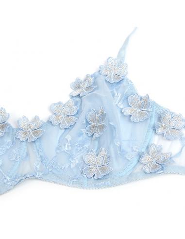 Subblime - 957629 conjunto sujetador y panties con bordados de flores celeste s/m