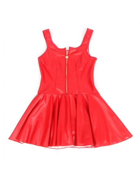 Subblime - 957681 vestido de cuero con cremallera de corazón rojo s/m