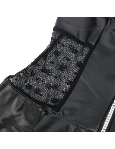 Subblime - 957704 vestido de cuero con cremallera y encaje negro s/m