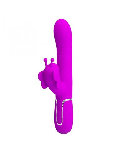 Pretty love - vibrador rabbit multifunción 4 en 1 mariposa fucsia