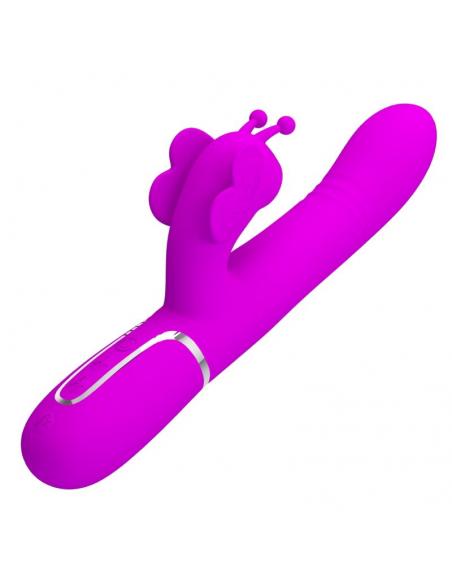 Pretty love - vibrador rabbit multifunción 4 en 1 mariposa fucsia