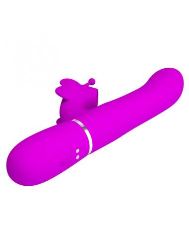 Pretty love - vibrador rabbit multifunción 4 en 1 mariposa fucsia