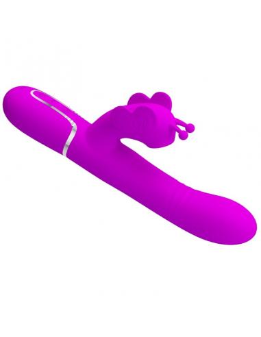 Pretty love - vibrador rabbit multifunción 4 en 1 mariposa fucsia
