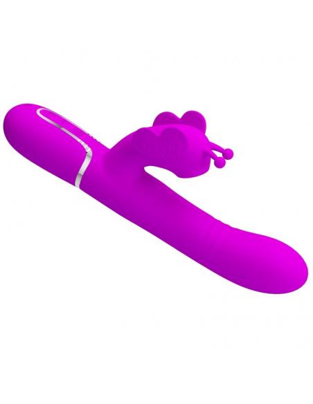 Pretty love - vibrador rabbit multifunción 4 en 1 mariposa fucsia
