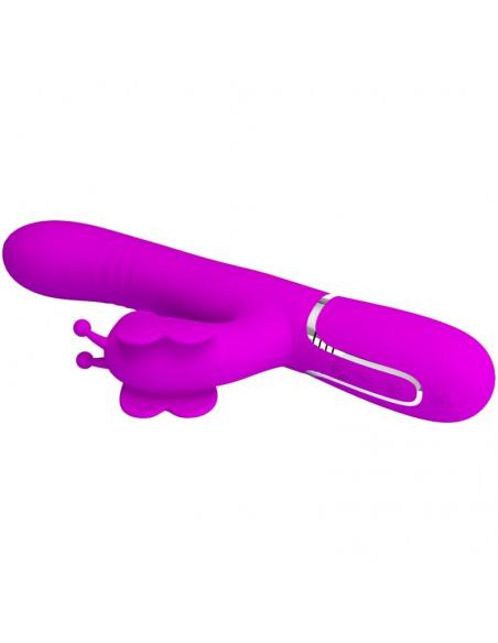 Pretty love - vibrador rabbit multifunción 4 en 1 mariposa fucsia
