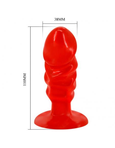 Baile - plug anal unisex con ventosa rojo