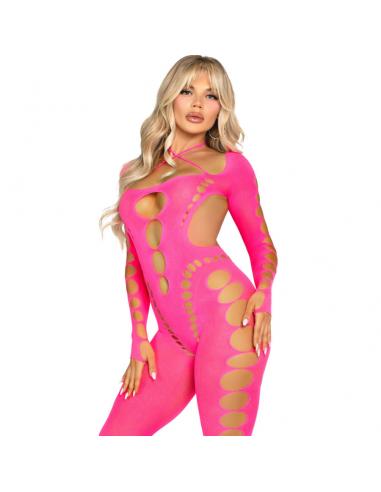 Leg avenue - bodystocking rosa con espalda abierta talla única