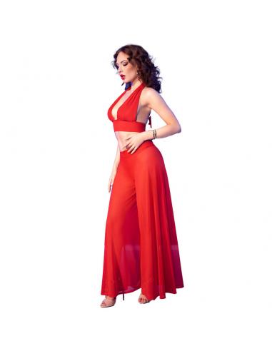 Chilirose - cr 4857 set top y pantalones rojo talla s