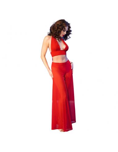 Chilirose - cr 4857 set top y pantalones rojo talla s