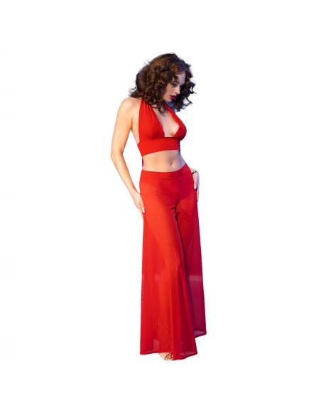 Chilirose - cr 4857 set top y pantalones rojo talla s