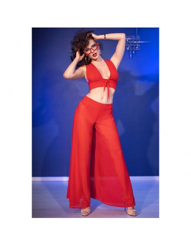 Chilirose - cr 4857 set top y pantalones rojo talla s