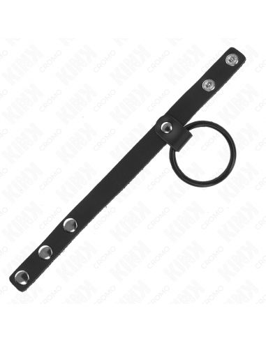 Kink - anillo pene silicona 3.8 cm y divisor de bolas cuero 22 x 1.5 cm