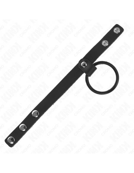 Kink - anillo pene silicona 3.8 cm y divisor de bolas cuero 22 x 1.5 cm