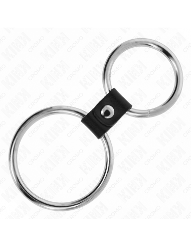 Kink - anillo pene doble metal 3.7 cm a 5 cm conectados por correa polipiel modelo 1