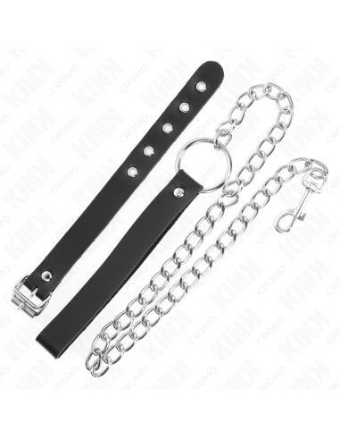 Kink - anillo pene cuero con correa 21.5 x 2 cm y cadena metal 60 cm