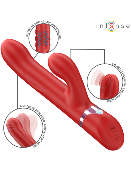 Intense - lele vibrador multifunción rotatorio & oscilación & estimulación rojo